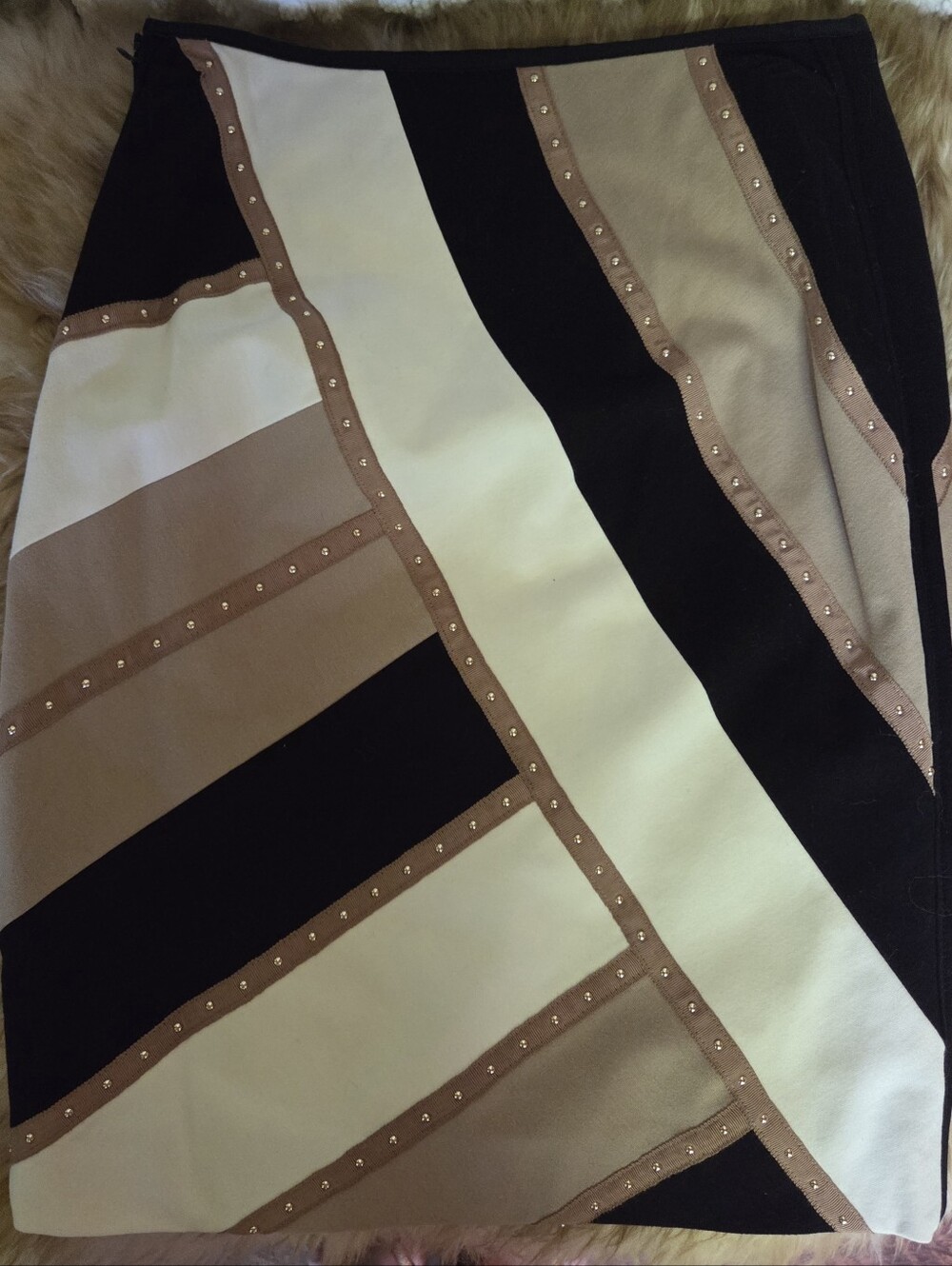 White House Black Market Women’s Black, White & Taupe Striped Pencil Skirt